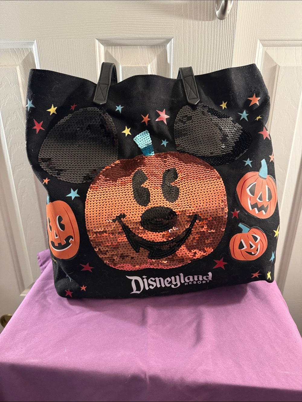 Disney Sequin Mickey Pumpkin Trick-or-Treat Tote - Black & Orange